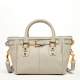 Leather Satchel Bag Grayish Beige